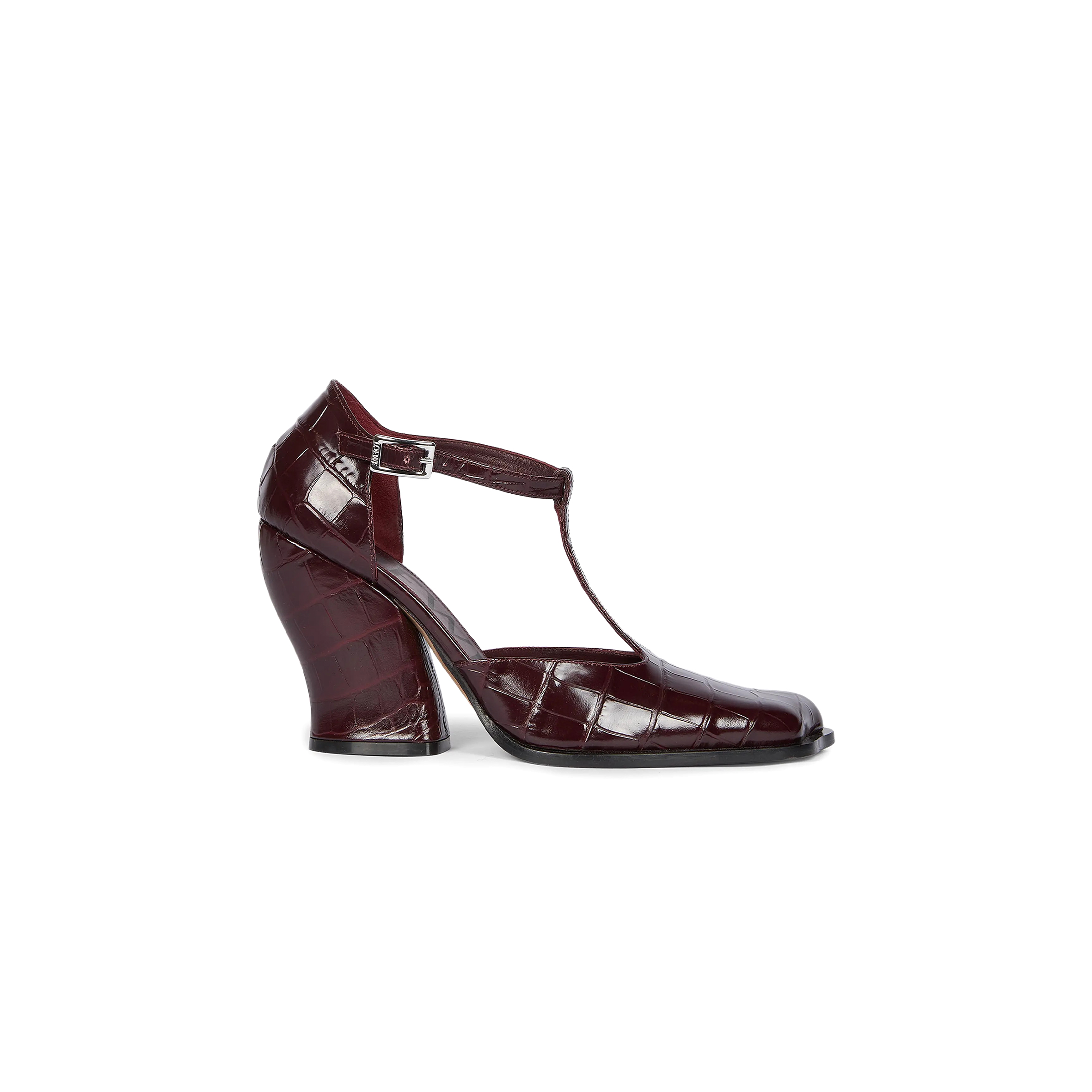 LOEWE ONDA 90MM CROC-EMBOSSED LEATHER T-STRAP PUMPS LONDS01X07